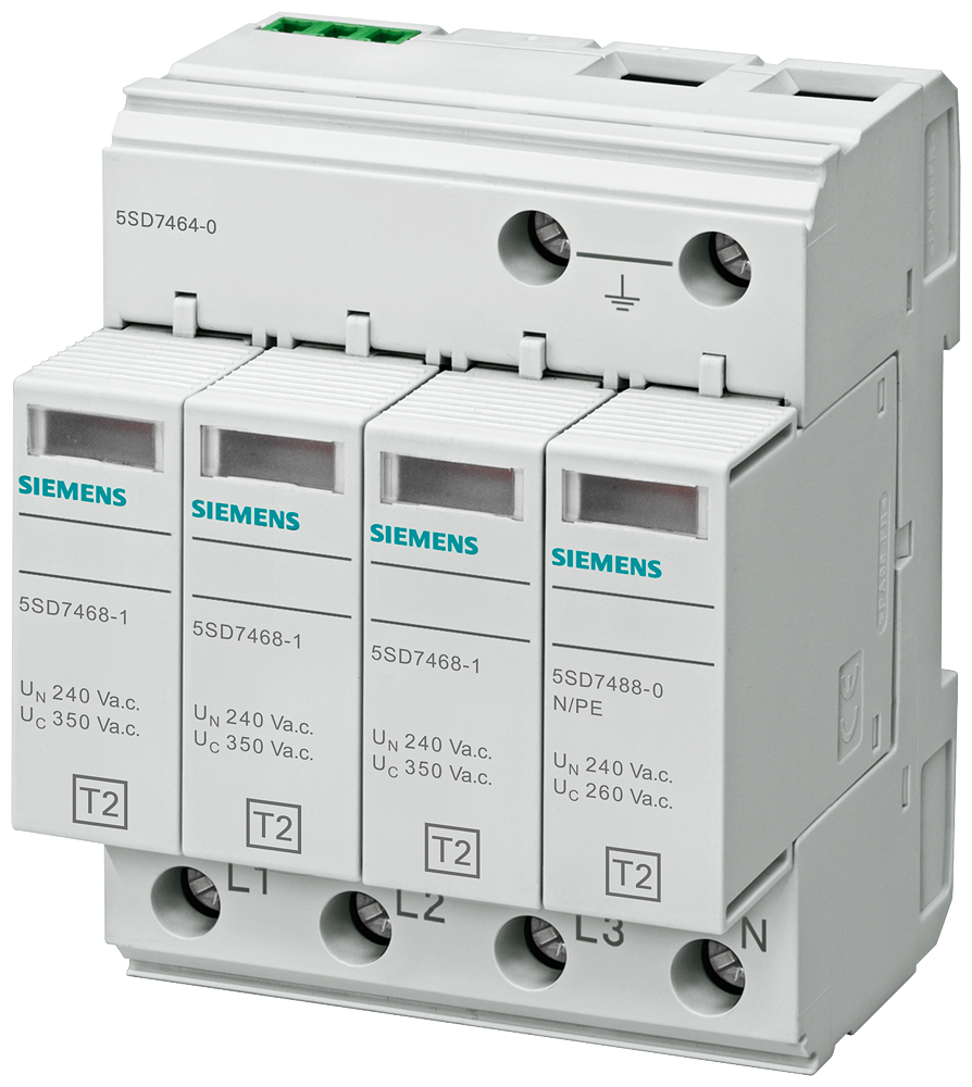 Siemens 5SD7464-0 C SINIFI 4 KUTUPLU TT VE TN-S SİSTEMLERİ İÇİN 3+1 DEVRELİ AŞIRI GERİLİM SINIRLAYICISI PARAFUDR