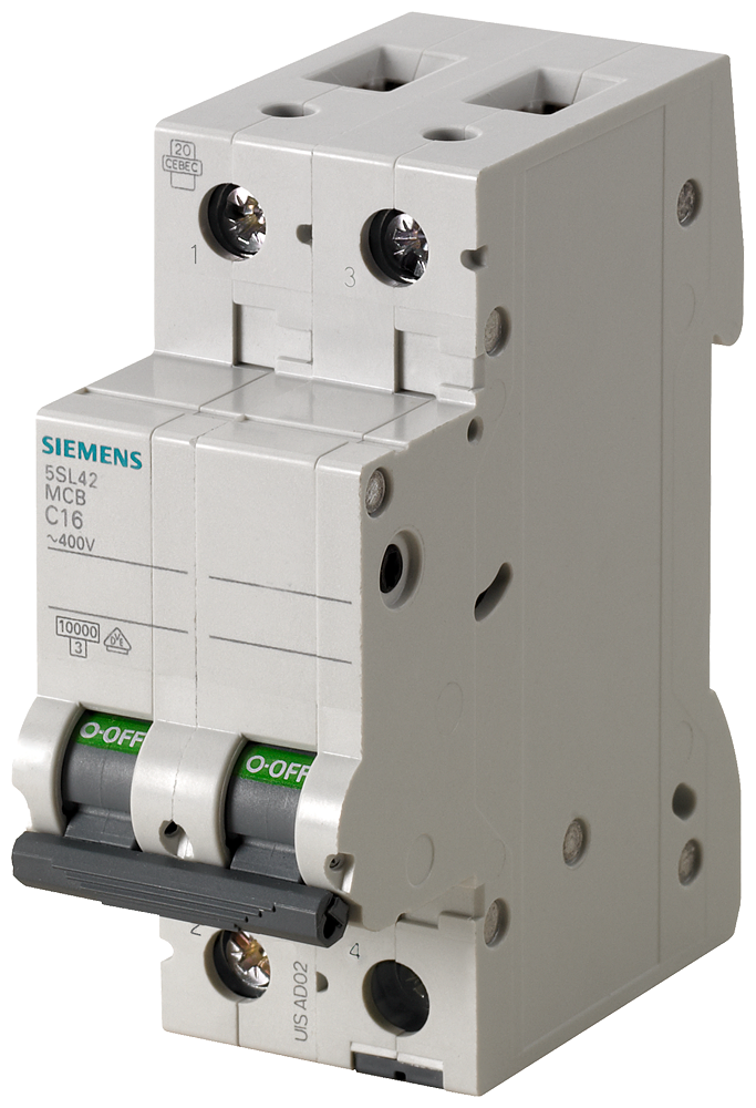 Siemens 5SL4215-7 1;6A; 2 FAZLI; 70mm OTOMAT; ANAHTARLI OTOMATİK SİGORTA; 10kA; C TİPİ; YAVAŞ KARAKTERLİ