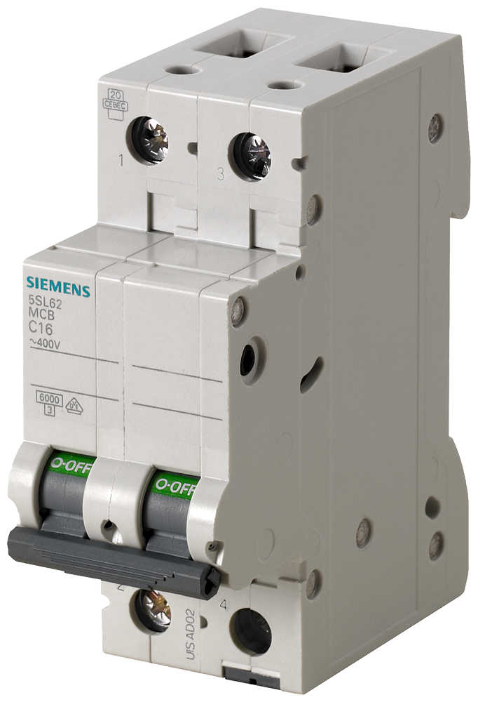 Siemens 5SL6263-7 63A; 2 FAZLI; 70 mm; ANAHTARLI OTOMATİK SİGORTA; 6kA; C TİPİ; YAVAŞ KARAKTERLİ