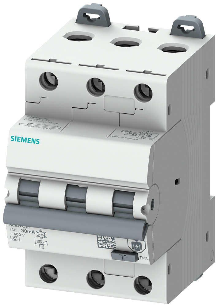 Siemens 5SU1636-7FP25 RCBO, 6 kA, 3P Type A, 300mA, C-Char, In: 25A Un: 400V