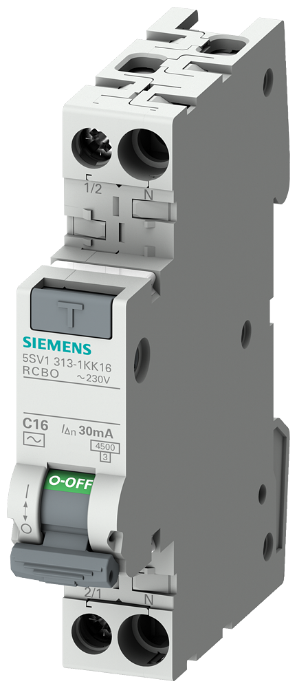 Siemens 5SV1313-7KK04 HATA AKIMI KORUMA ANAHTARLI OTOMATİK SiGORTA;1 TE; C4A; 4.5kA; 230V; 30mA; A Tipi; MONOFAZE