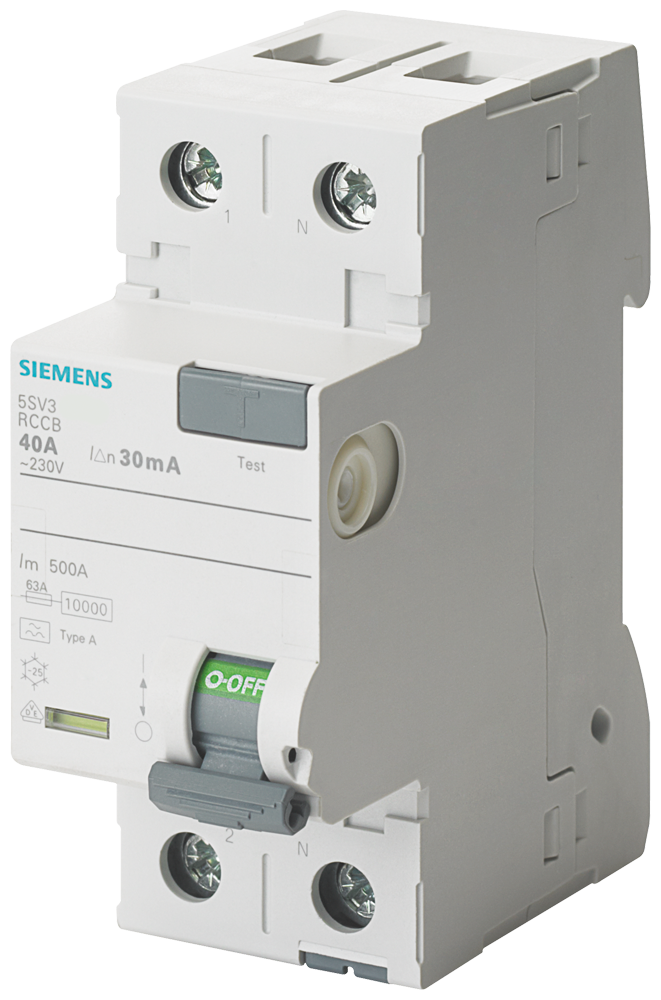 Siemens 5SV3316-6 A TİPİ HATA AKIMI KORUMA ANAHTARI-FI (KAÇAK AKIM KORUMA RÖLESİ); 63A; 230V; 30mA;  FAZ+NÖTR; 70mm