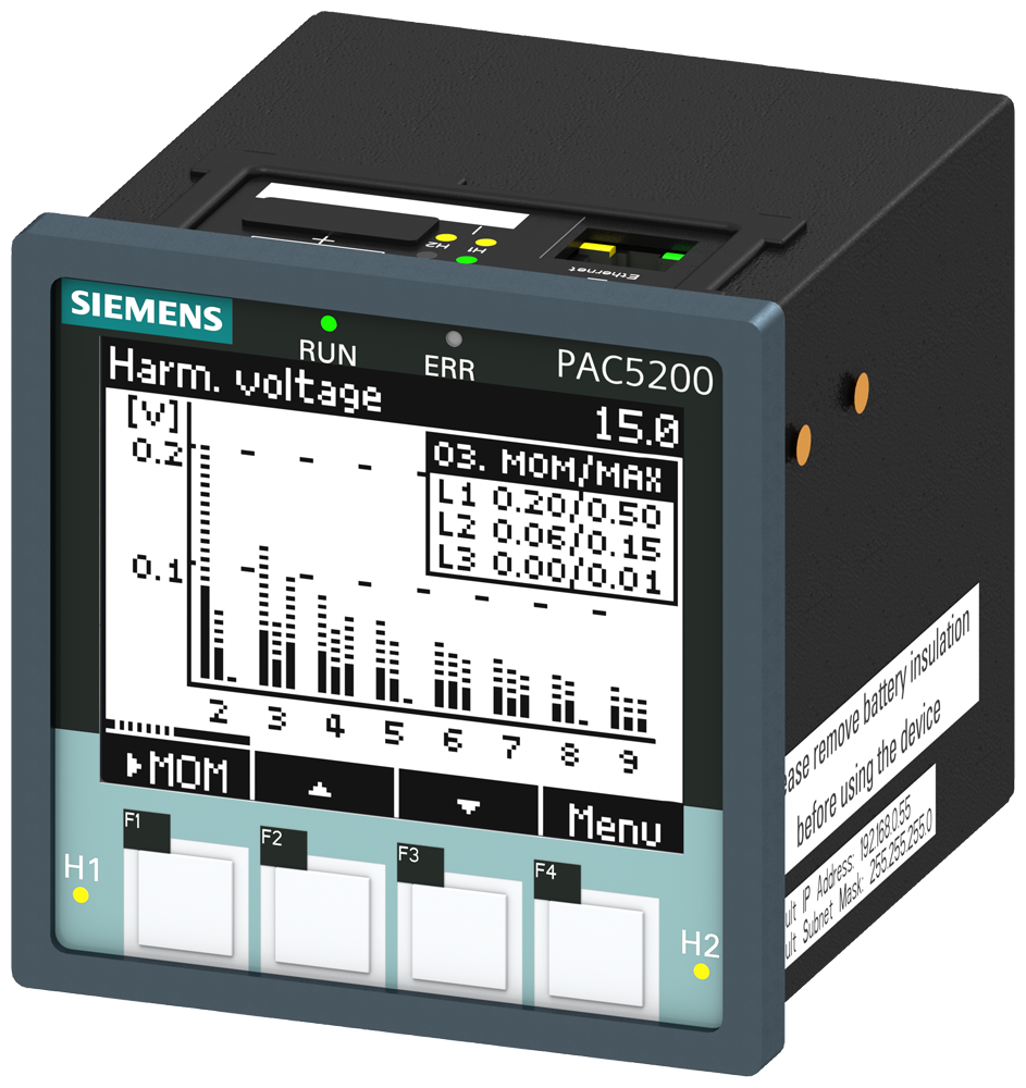Siemens 7KM5412-6BA00-1EA2 SENTRON PAC5200 ENERJİ ANALİZÖRÜ VE ENERJİ KALİTE KAYDEDİCİ (PANO MONTAJ)