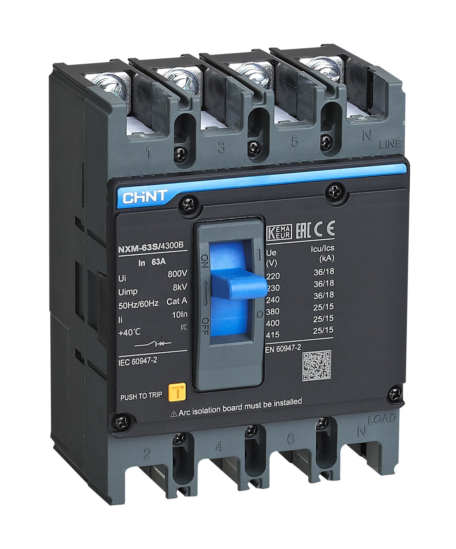 Chint (844340) NXM-250S/4300B 180A 36kA Termik-Manyetik Sabit Alçak Gerilim Devre Kesici / 4 Kutuplu