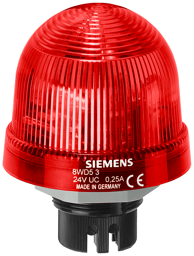 Siemens 8WD5300-1AB 8WD, BA15d Ampul/ LED Uyumlu (LED ya da Ampül Ayrı Sipariş Edilir) , Tekli Sinyal Elemanı ,12-230VAC-DC, IP 65, Kalıcı Işıklı, Kırmızı