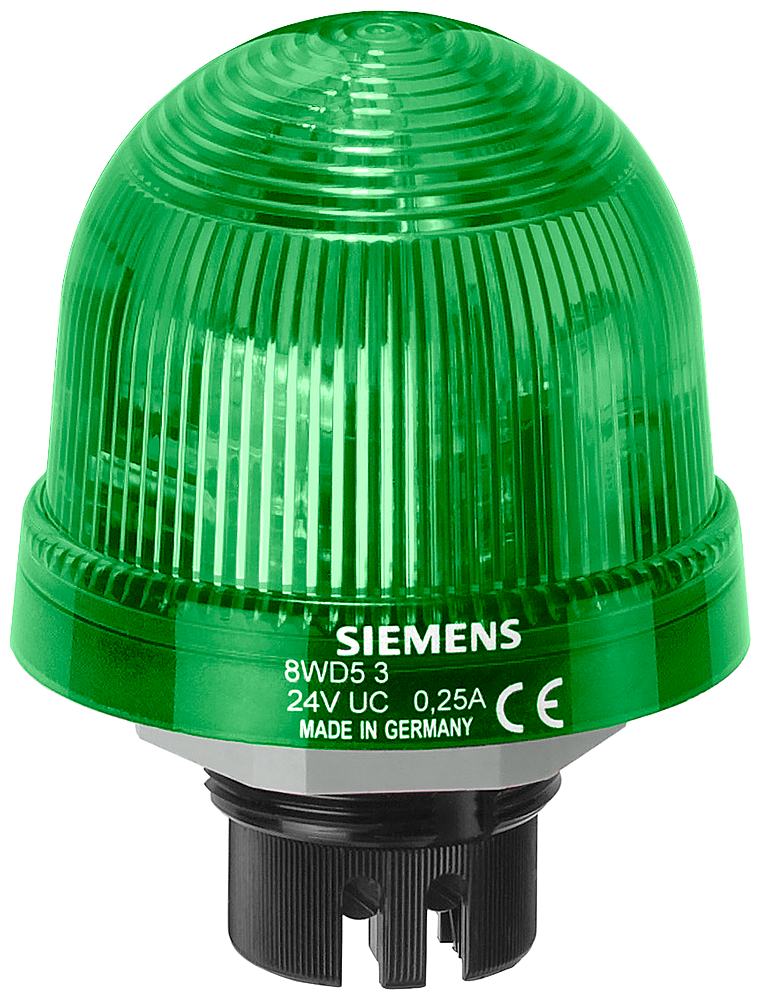 Siemens 8WD5300-1AC 8WD, BA15d Ampul/ LED Uyumlu (LED ya da Ampül Ayrı Sipariﬂ Edilir) , Tekli Sinyal Elemanı , 12-230VAC-DC, IP 65, Kalıcı Işıklı, Yeﬂil