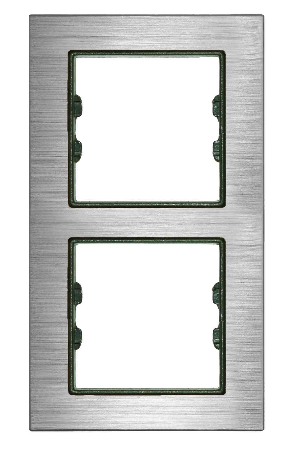 Metal Gümüş İkili Dikey / Vertical Dual Çerçeve
