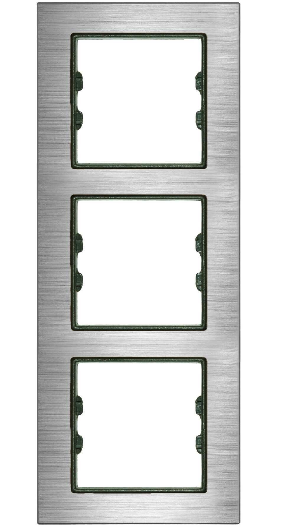 Metal Gümüş Üçlü Dikey / Vertical Triple Çerçeve