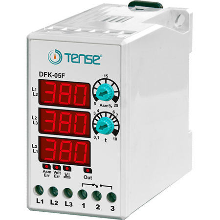 Tense (DFK-05F) NÖTRSÜZ Dijital Faz Sıralı,Asimetri Ayarlı Faz(motor) Koruma Rölesi