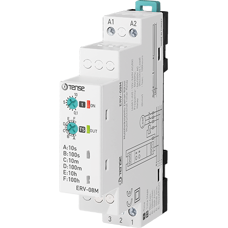 Tense (ERV-08M) w-otomat tip 0.1sn-100 Saat Multifonksiyonlu Zaman Rölesi(12-240V AC/DC)