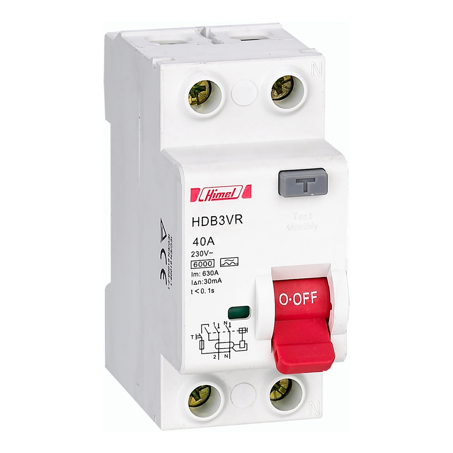 Himel 6kA 30mA  63 A 1P+N Kaçak Akım Rölesi AC Tİp
