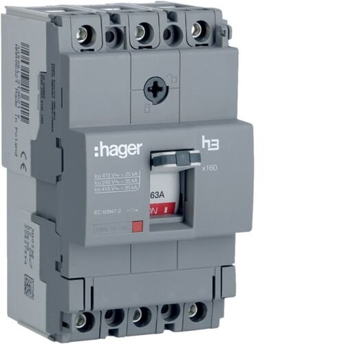 3P 25kA 63A fix/fix MCCB