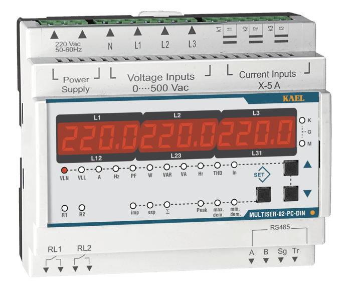 Kael  MULTISER-02-PC-DIN ŞEBEKE ANALİZÖRÜ TFT EKRAN