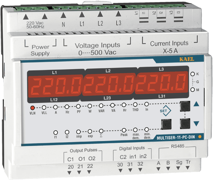 Kael  MULTISER-11-PC-DIN ŞEBEKE ANALİZÖRÜ TFT EKRAN