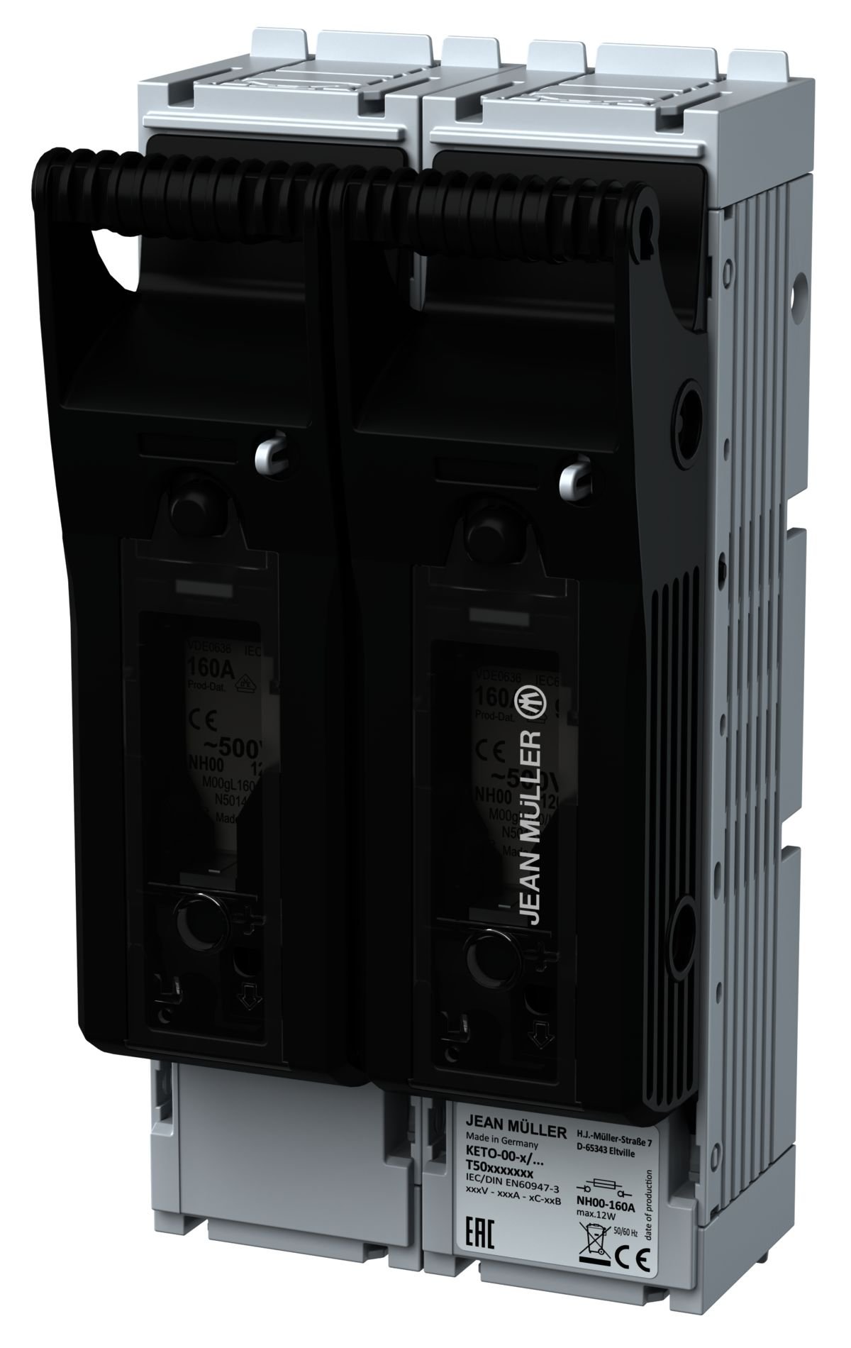 Jean Müller (T100112002) 1 Boy 250 A 690 V AC Yatay Tip Sigortalı Yük Ayırıcı-2 Kutuplu Taban Sacına Montaj (KETO-1-2/F)