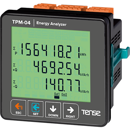 Tense (TPM-04SH) Şebeke Analizörleri (2-31.Harmonik Ölç,RS-485 Hab,2 Röle çıkış,1 Dij. İnput,Custom LCD)