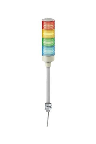 Schneider (XVGB4ST) IP23 Kornalı   Montaj ayağı ile doğrudan  bağlantı  4Kat   Kırmızı & Sarı & Yeşil & Mavi  φ60mm  Monoblok Şeffaf dış yüzey Işıklı Kolonlar   24V AC/DC   LED Sabit ışıklı